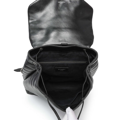Exclusive Saint Laurent Black Calfskin Y Quilted Monogram Medium Loulou Backpack — Alternate View 8