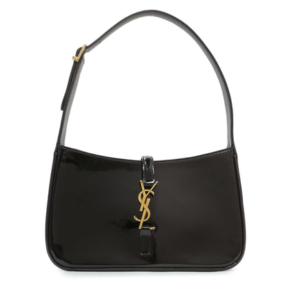 Exclusive Saint Laurent Black Patent Le 5 A 7 Hobo — Front View