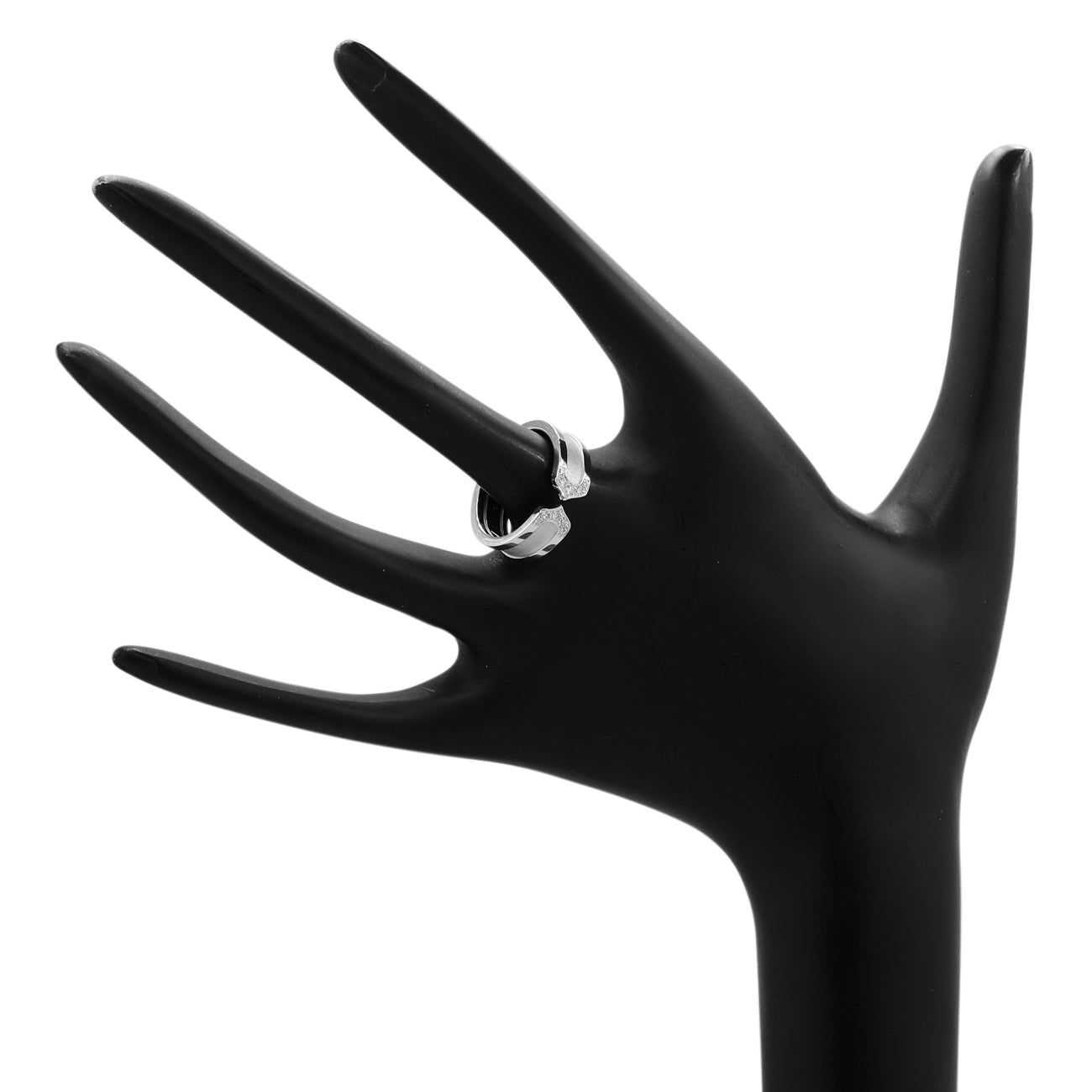Exclusive Cartier 18K White Gold Diamond C de Cartier Ring — Back View