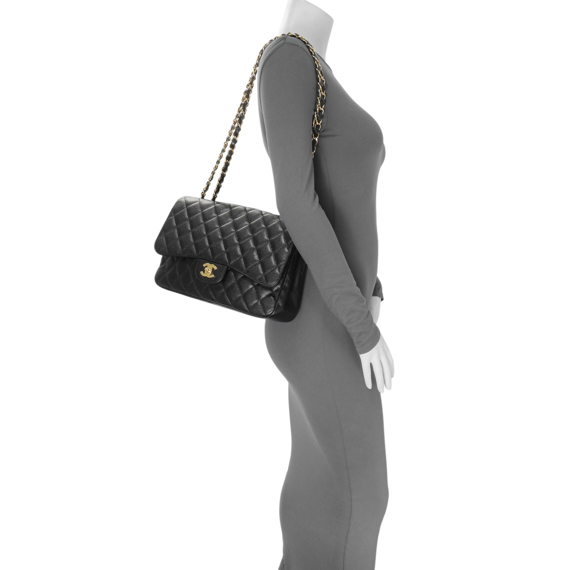 Exclusive Chanel Black Caviar Jumbo Single Flap — Alternate View 7