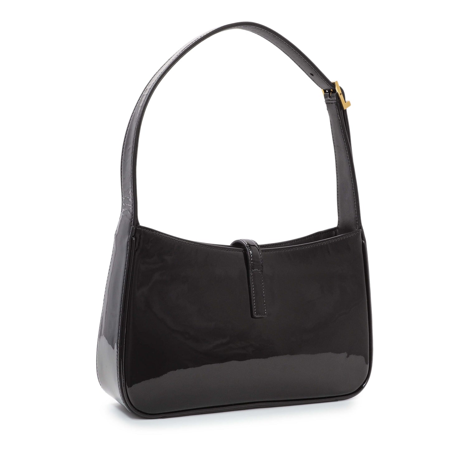 Exclusive Saint Laurent Black Patent Le 5 A 7 Hobo — Side View