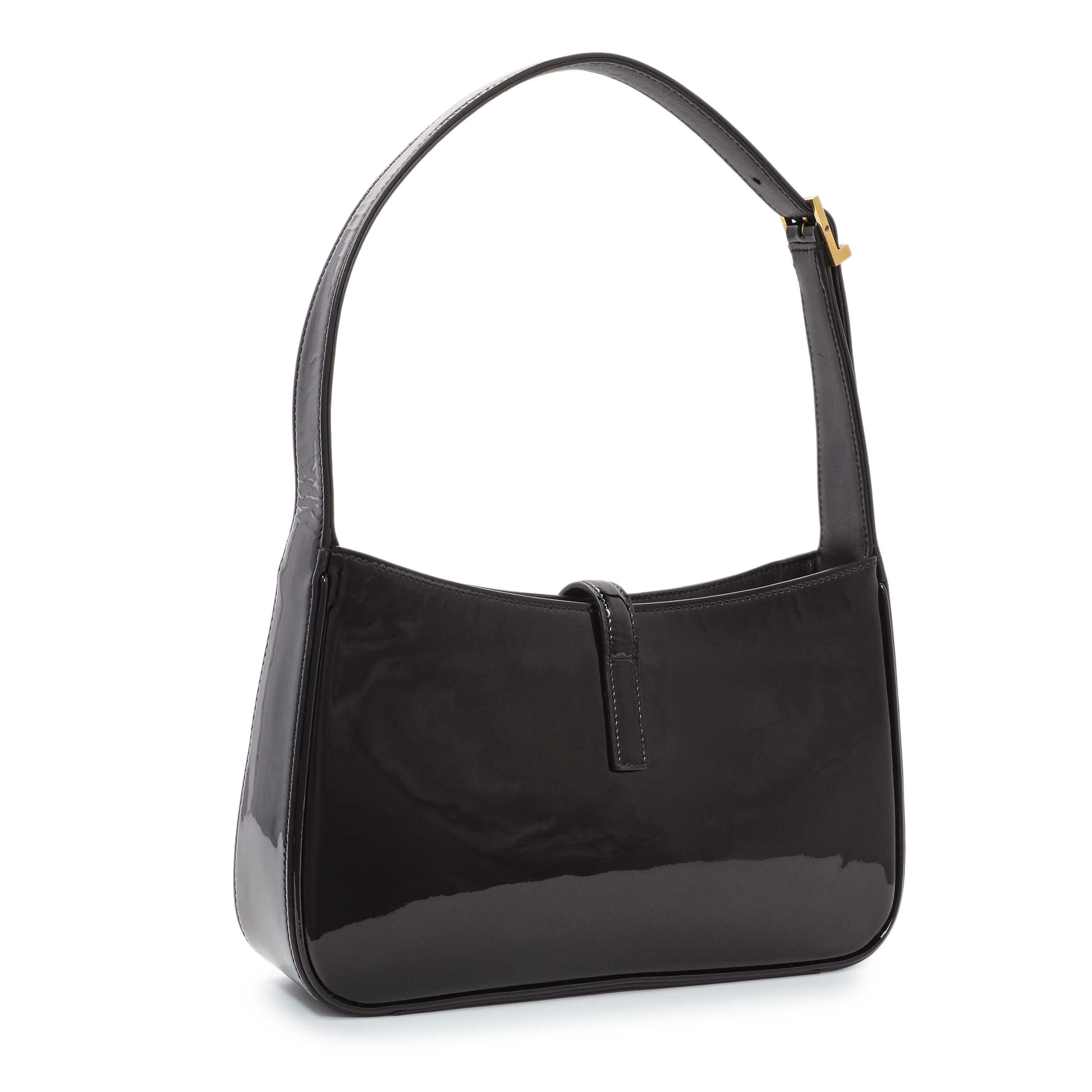 Exclusive Saint Laurent Black Patent Le 5 A 7 Hobo — Side View