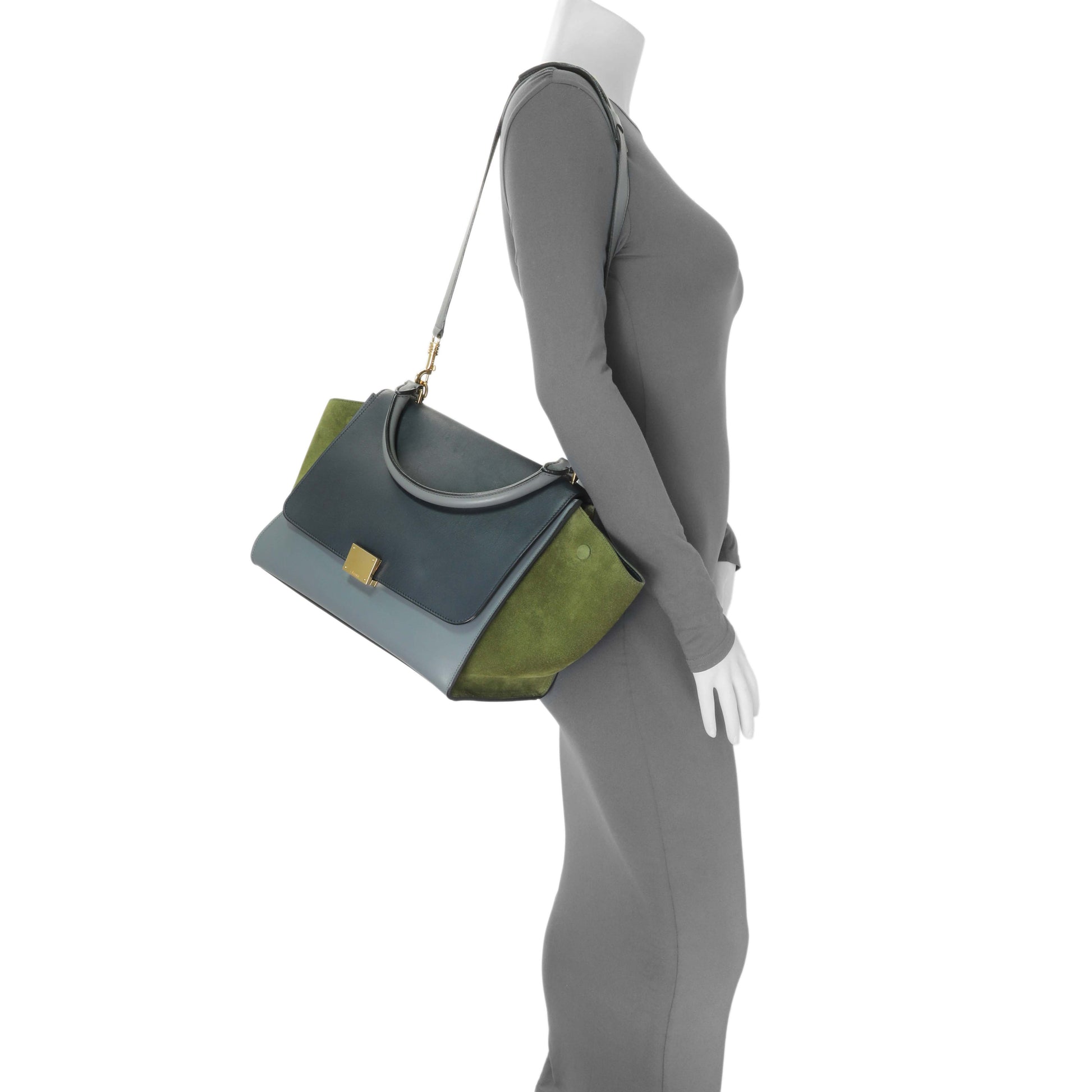Exclusive Celine Calfskin Suede Tri-Color Medium Trapeze — Alternate View 13