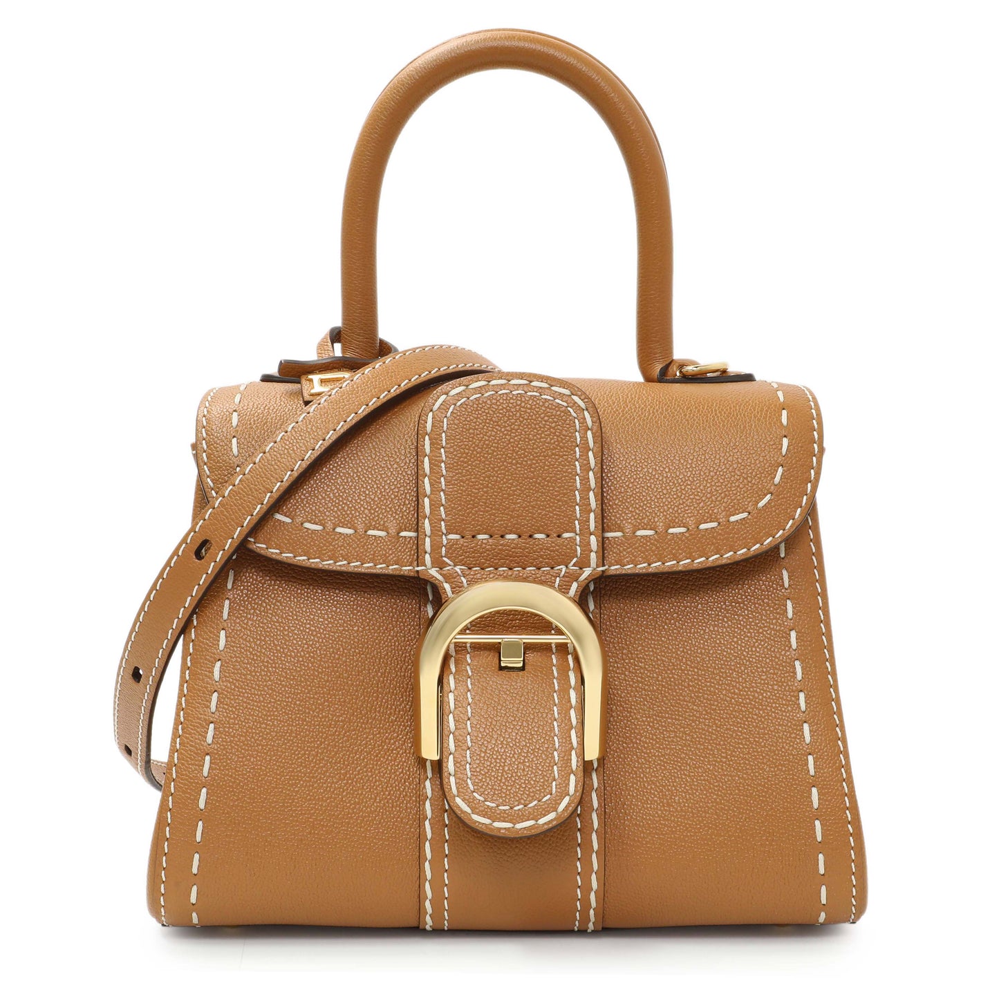 Exclusive Delvaux Vegetal Grained Rodeo Calfskin Brillant Mini Surpiqué — Front View