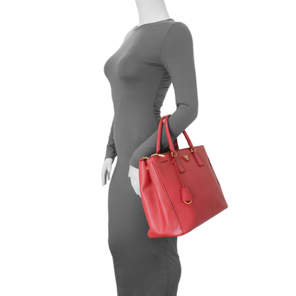 Exclusive Prada Fuoco Saffiano Galleria Double Zip Large — Lifestyle View
