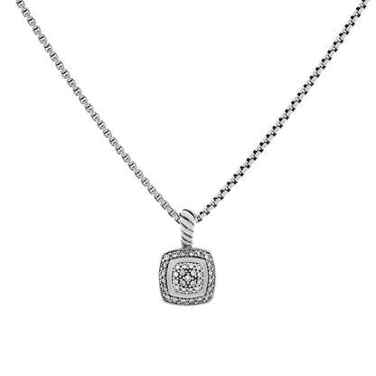 Exclusive David Yurman Sterling Silver Diamond Petite Albion Pendant Necklace — Front View