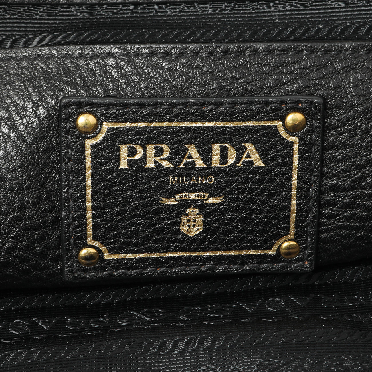 Exclusive Prada Black Vitello Daino Bauletto — Detail View