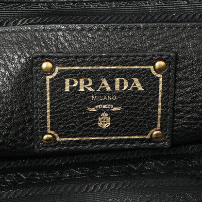 Exclusive Prada Black Vitello Daino Bauletto — Detail View