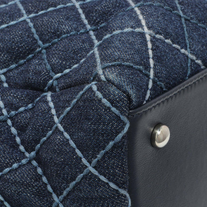 Exclusive Chanel Blue Quilted Denim Coco Handle Shopping Tote — Top View