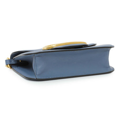 Exclusive Valentino Blue Calfskin Vlogo Small Loco Shoulder Bag — Back View