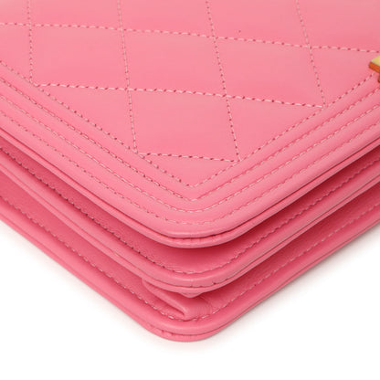 Exclusive Chanel Pink Quilted Calfskin Boy Wallet on Chain — Top View
