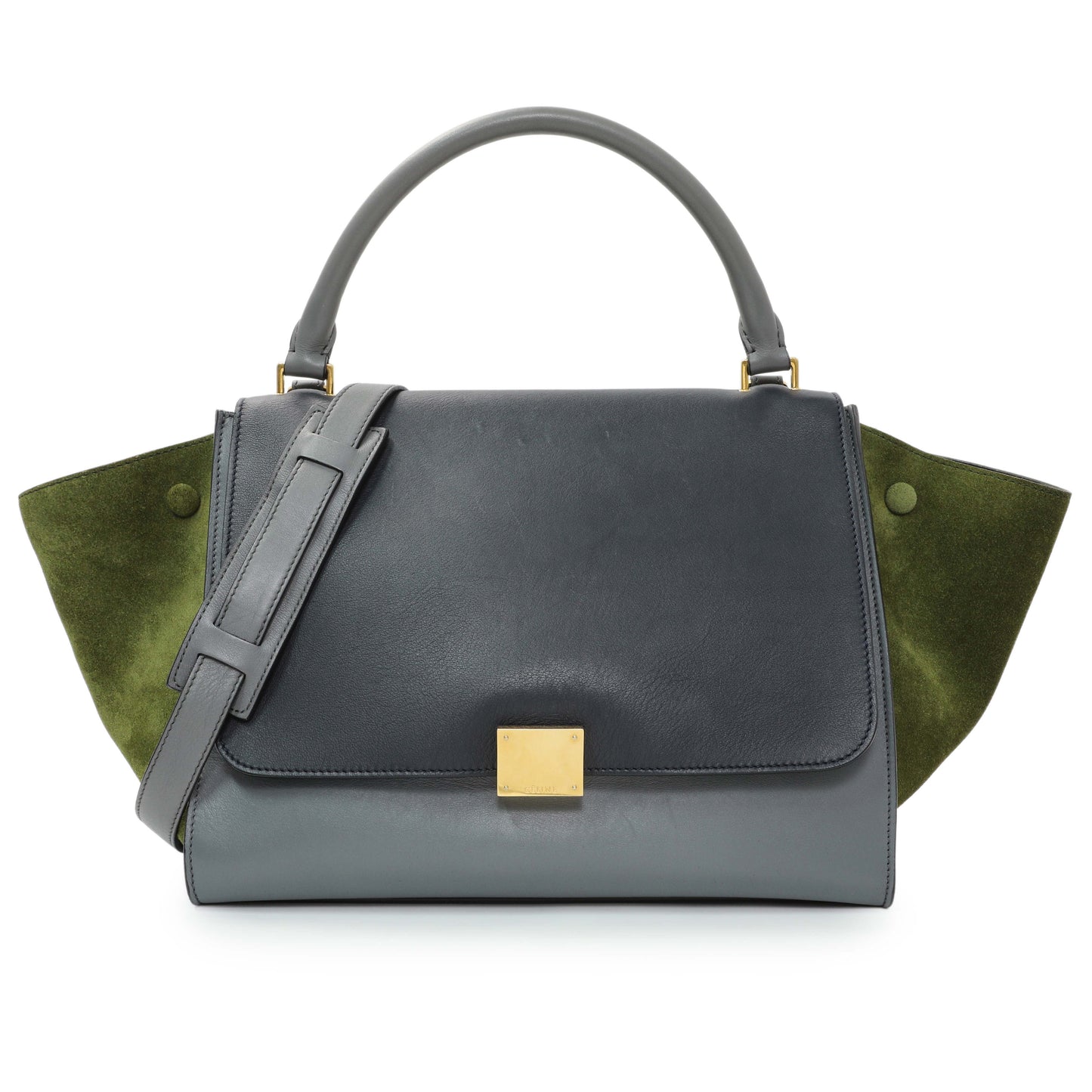 Exclusive Celine Calfskin Suede Tri-Color Medium Trapeze — Front View