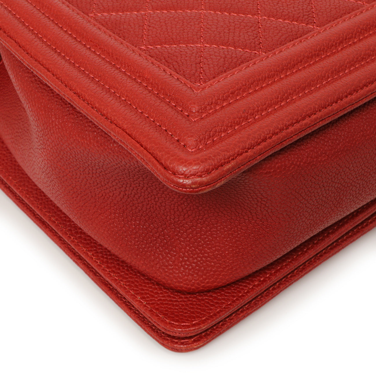 Exclusive Chanel Red Quilted Caviar New Medium Boy Bag — Lifestyle View