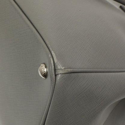 Exclusive Prada Grey Saffiano Large Galleria Double Zip Tote — Detail View