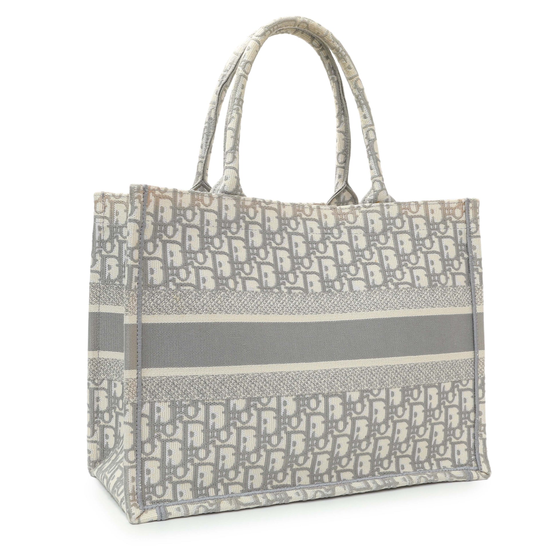 Exclusive Christian Dior Grey Oblique Medium Book Tote — Side View