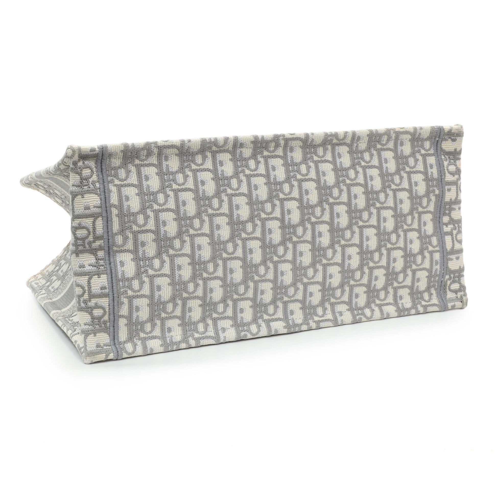 Exclusive Christian Dior Grey Oblique Medium Book Tote — Back View
