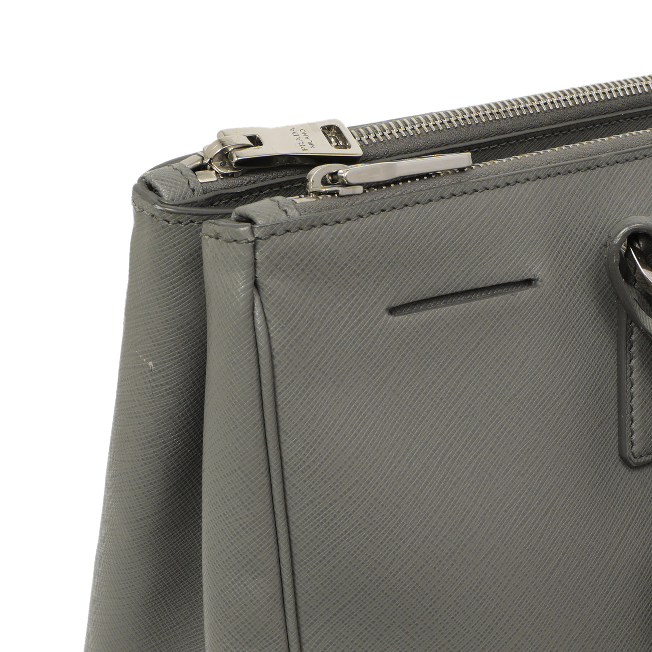 Exclusive Prada Grey Saffiano Large Galleria Double Zip Tote — Alternate View 10