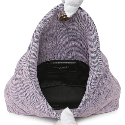 Exclusive Saint Laurent Bleached Lilac Quilted Denim Loulou Puffer Monogram Clutch — Top View