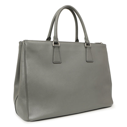 Exclusive Prada Grey Saffiano Large Galleria Double Zip Tote — Side View