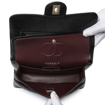 Exclusive Chanel Black Quilted Caviar Small Classic Double Flap — Top View