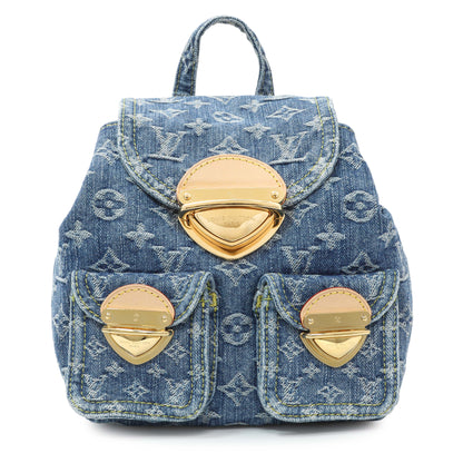 Exclusive Louis Vuitton Blue Monogram Denim Venice Backpack — Front View
