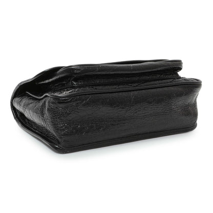 Exclusive Saint Laurent Black Crinkled Calfskin Matelasse Monogram Baby Niki Chain Satchel — Back View
