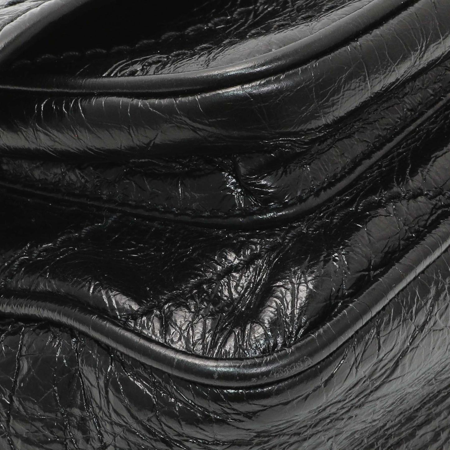 Exclusive Saint Laurent Black Crinkled Calfskin Matelasse Monogram Baby Niki Chain Satchel — Top View