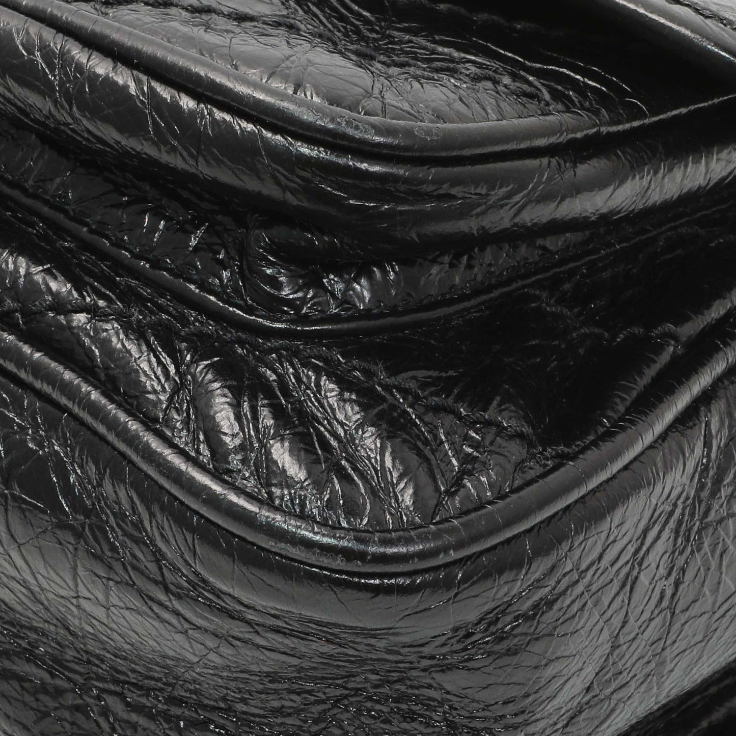 Exclusive Saint Laurent Black Crinkled Calfskin Matelasse Monogram Baby Niki Chain Satchel — Detail View