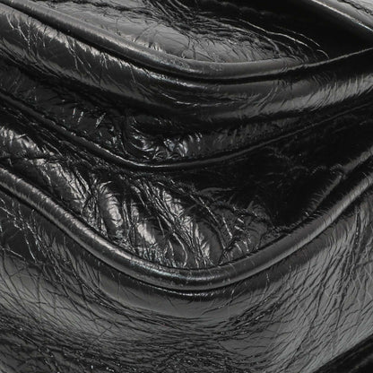 Exclusive Saint Laurent Black Crinkled Calfskin Matelasse Monogram Baby Niki Chain Satchel — Detail View
