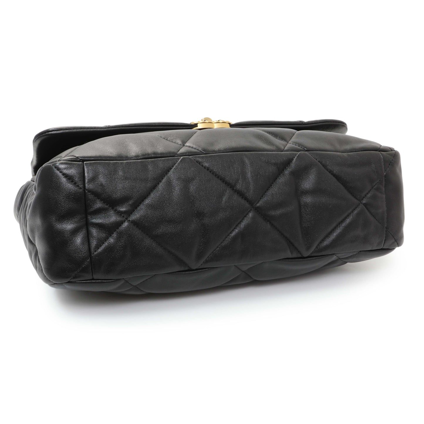 Exclusive Chanel Black Lambskin Quilted Maxi Chanel 19 Flap — Back View