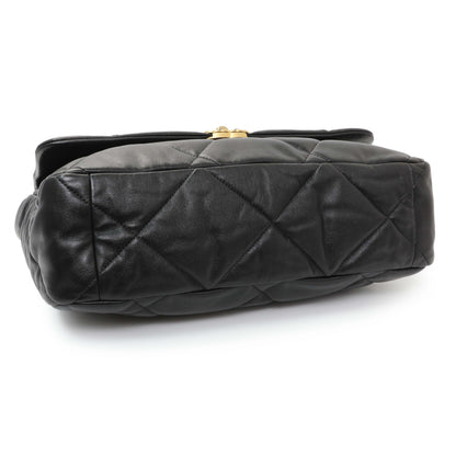 Exclusive Chanel Black Lambskin Quilted Maxi Chanel 19 Flap — Back View