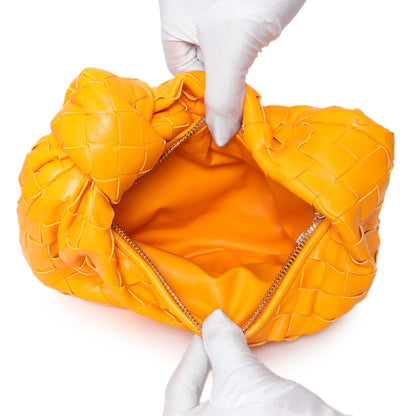 Exclusive Bottega Veneta Orange Nappa Intrecciato Mini Jodie — Top View