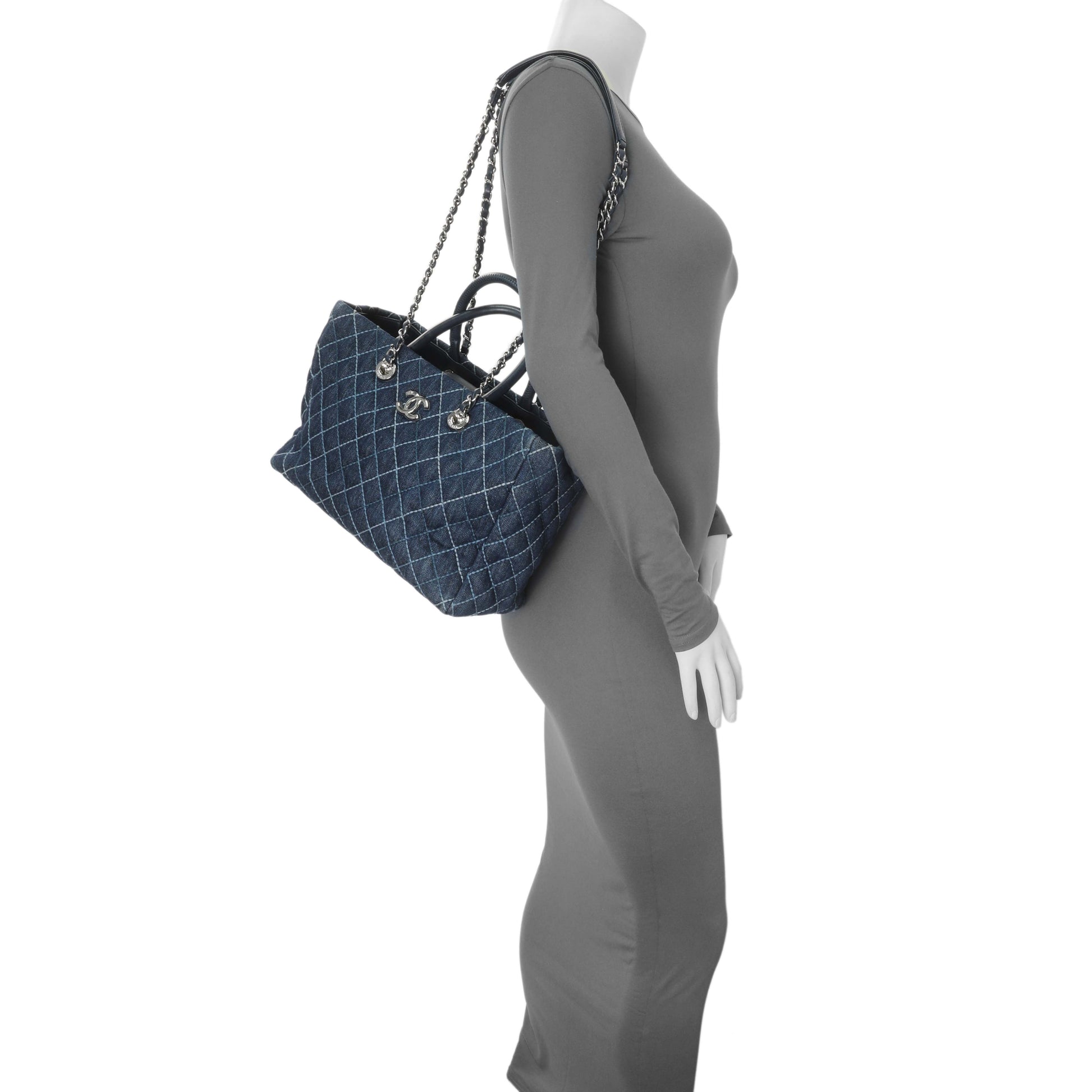 Exclusive Chanel Blue Quilted Denim Coco Handle Shopping Tote — Alternate View 12