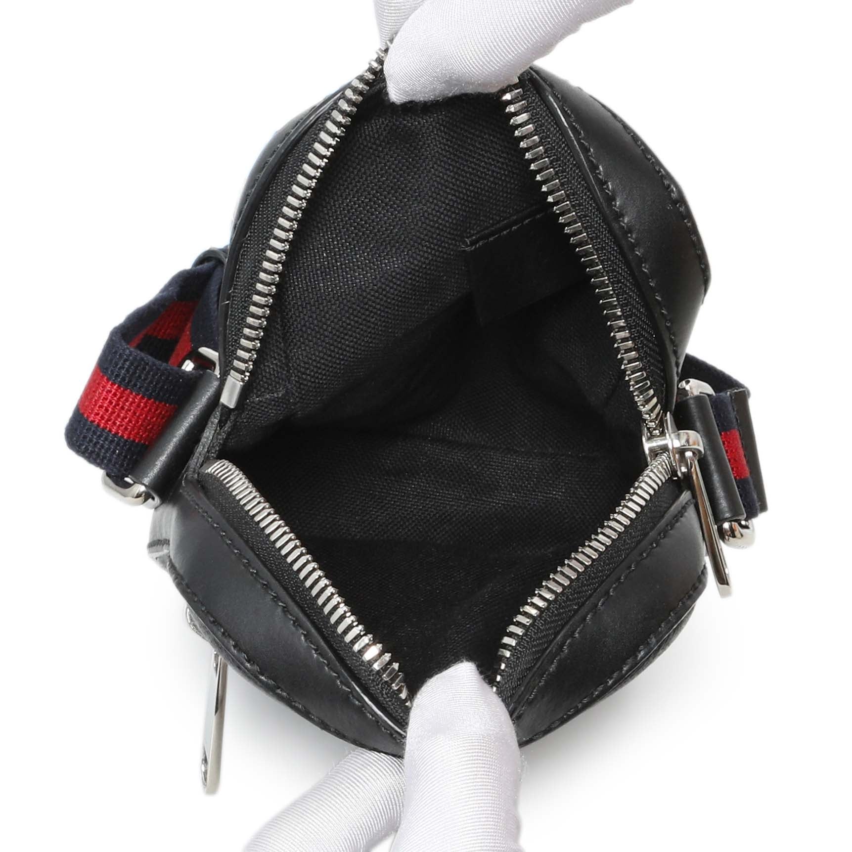 Exclusive Gucci Black GG Supreme Monogram Mini Messenger — Top View