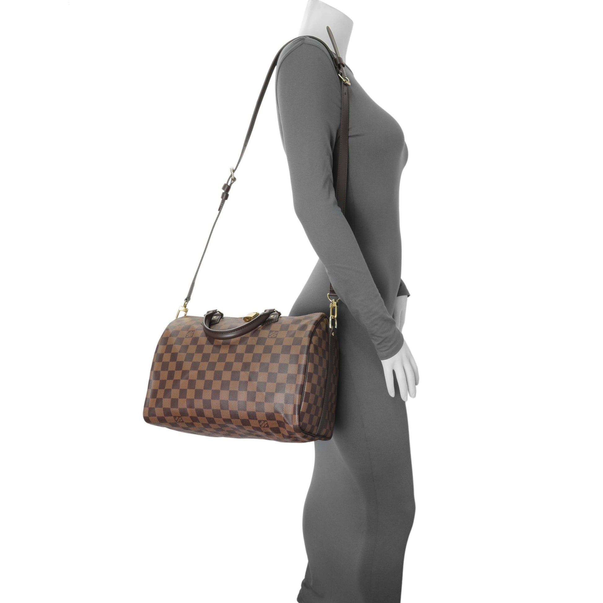 Exclusive Louis Vuitton Damier Ebene Speedy 30 Bandouliere — Detail View