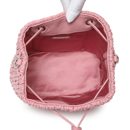 Exclusive Miu Miu Pink Nappa Matelasse Bucket Bag — Top View