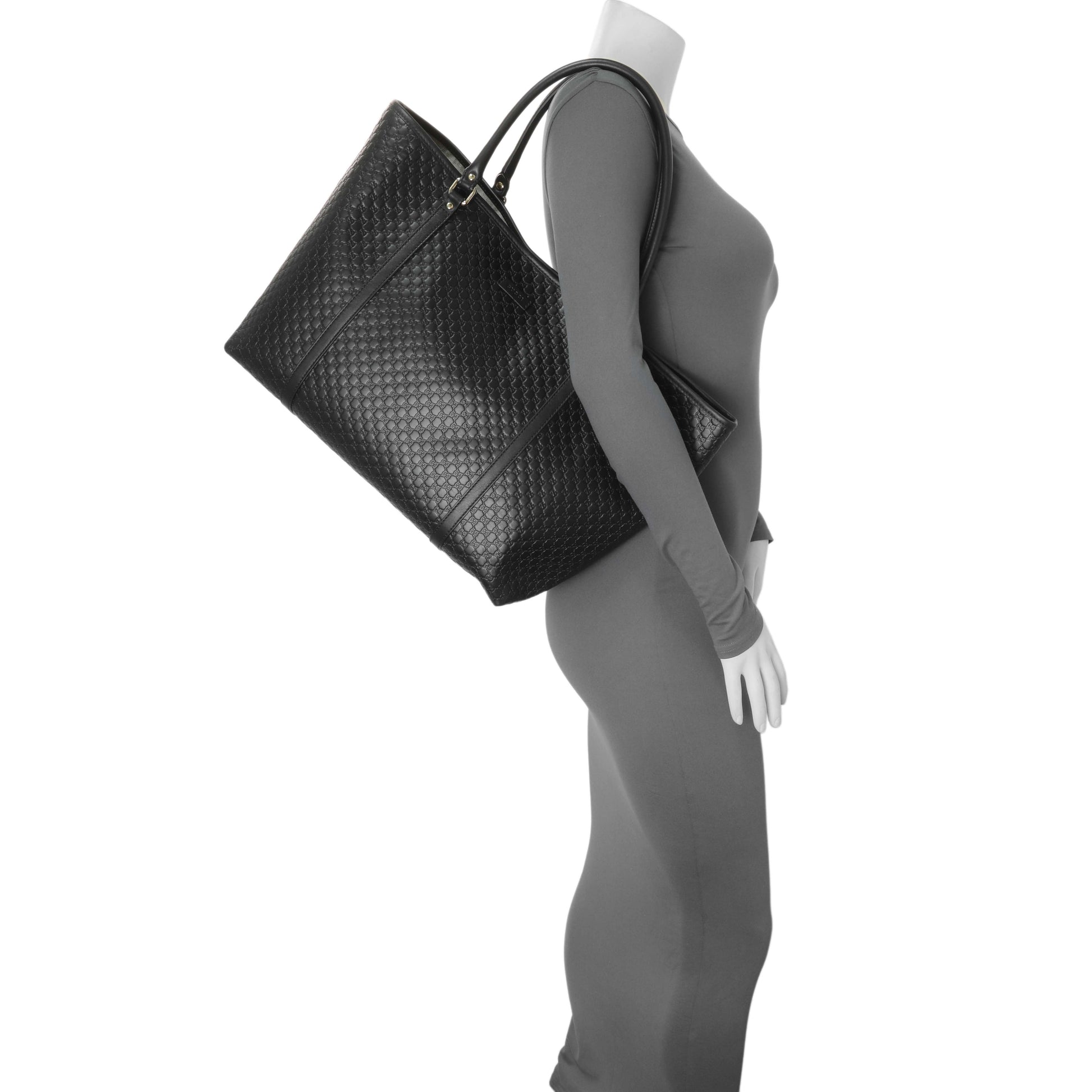 Exclusive Gucci Black Microguccissima Large Joy Tote — Alternate View 7