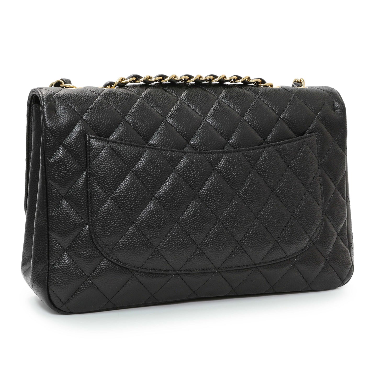 Exclusive Chanel Black Caviar Jumbo Single Flap — Side View