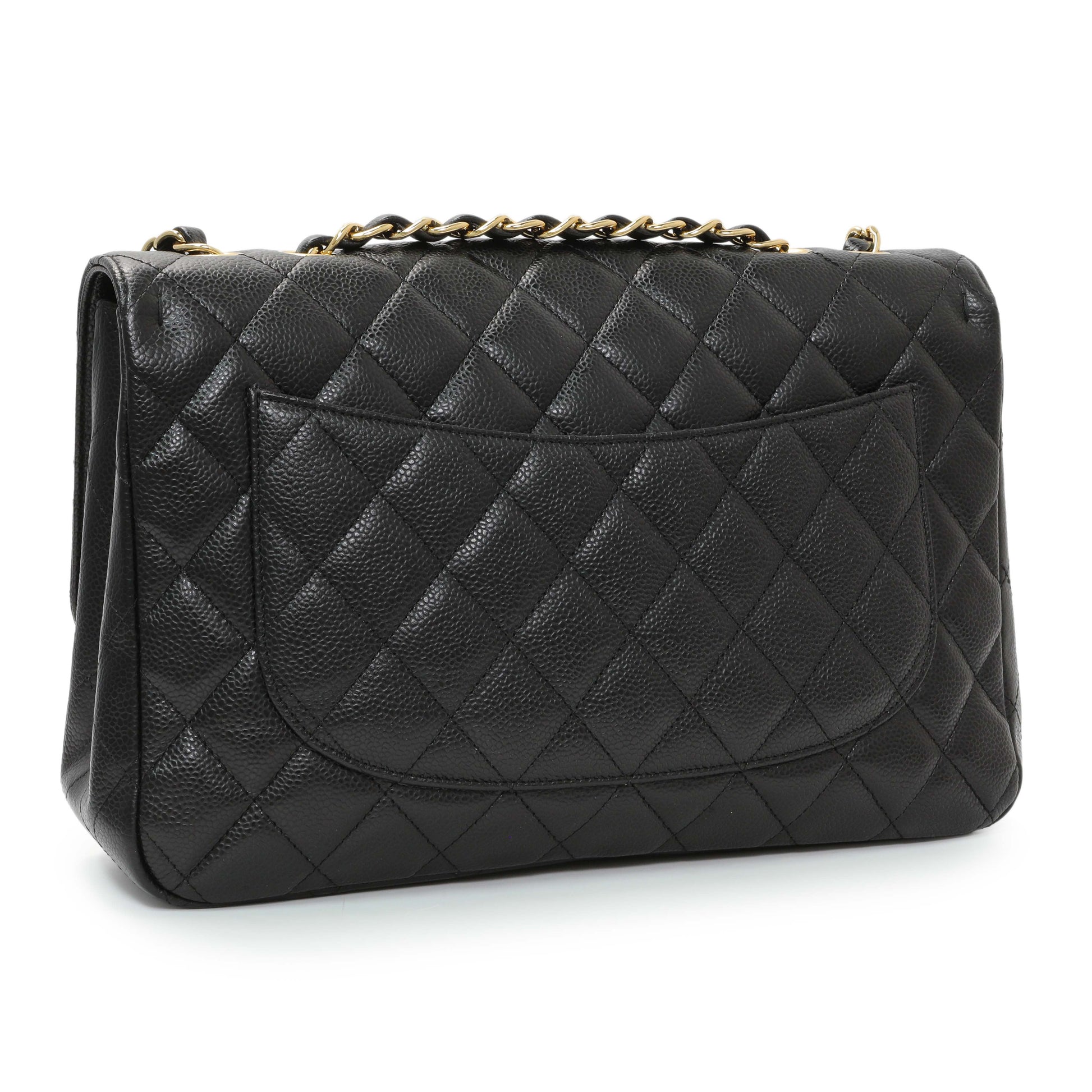Exclusive Chanel Black Caviar Jumbo Single Flap — Side View