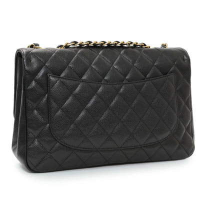Exclusive Chanel Black Caviar Jumbo Single Flap — Side View