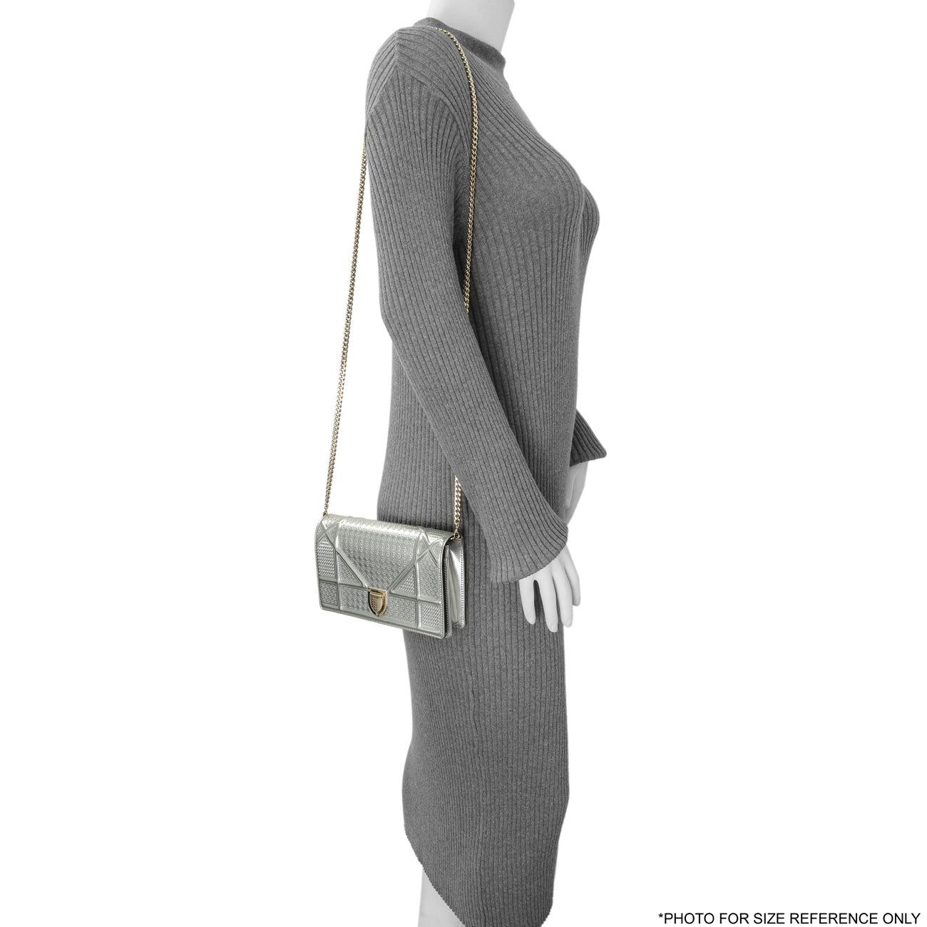 Exclusive Christian Dior Silver Patent Micro-Cannage Diorama Wallet on Chain — Alternate View 7