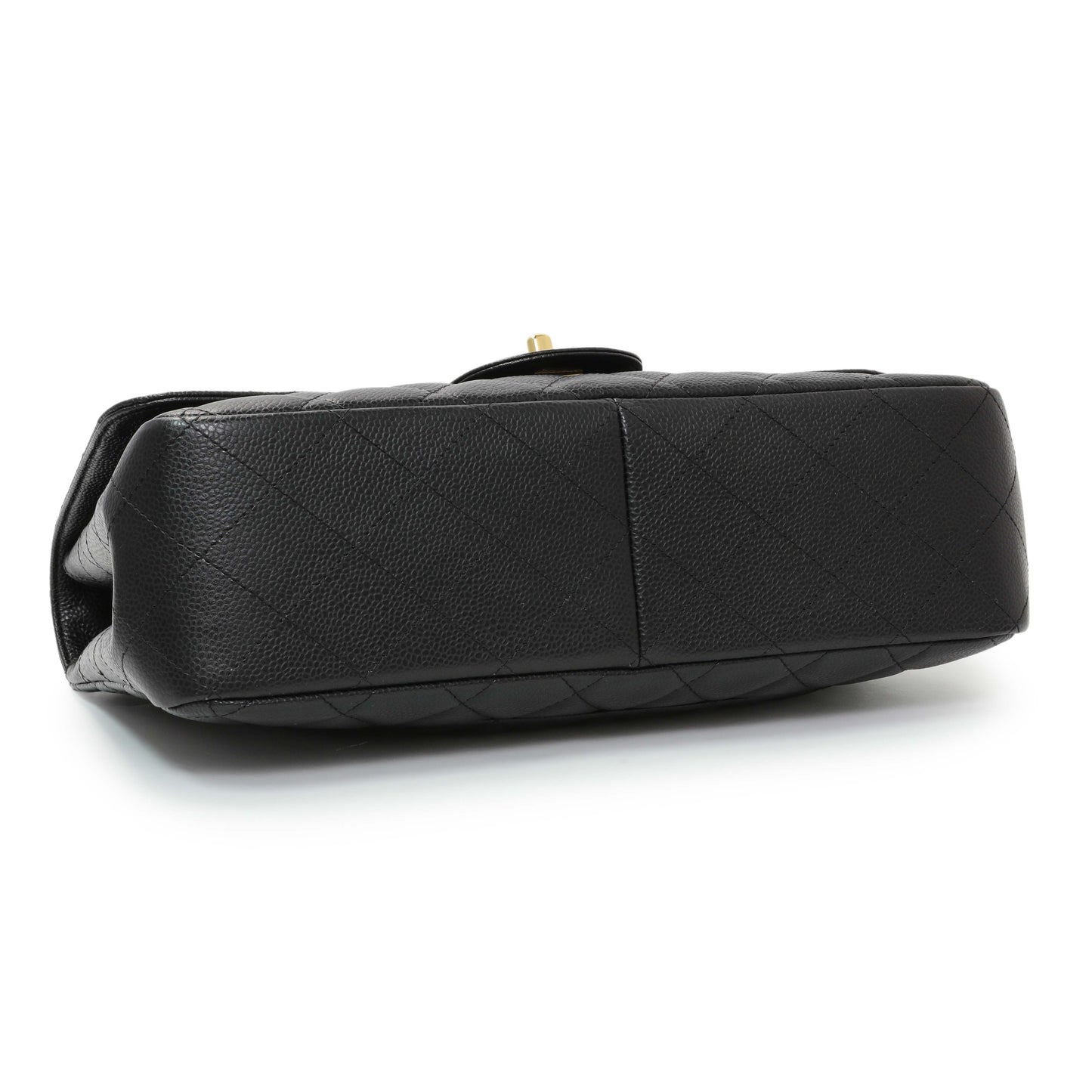 Exclusive Chanel Black Caviar Jumbo Single Flap — Back View
