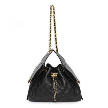 Exclusive Chanel Black Caviar Quilted Small Chanel 25 Handbag — Front View