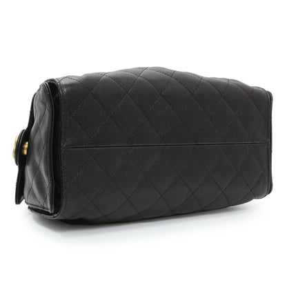 Exclusive Chanel Black Caviar Quilted Small Chanel 25 Handbag — Back View