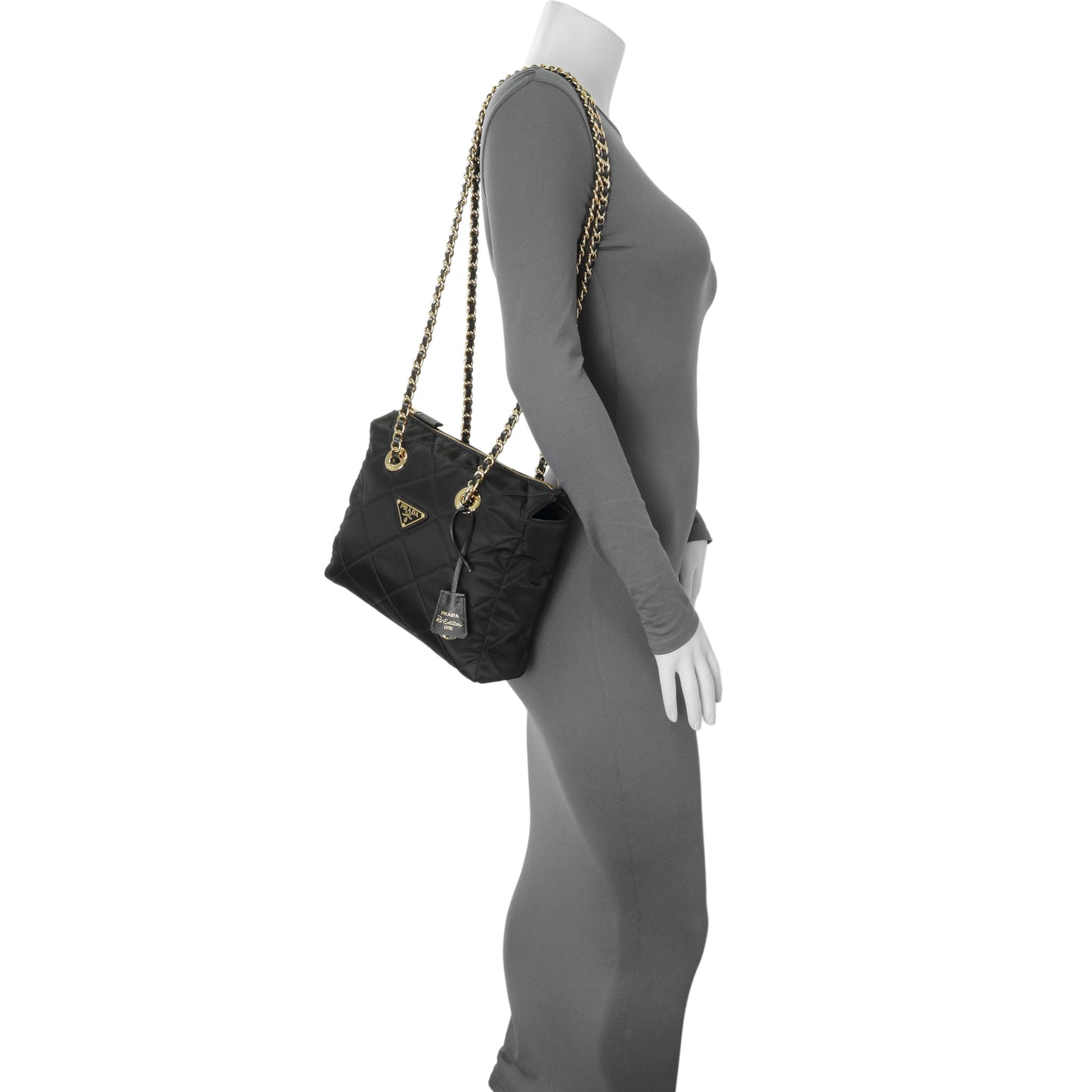 Exclusive Prada Black Re-Nylon Saffiano Stitched Re-Edition 1995 Shoulder Bag — Lifestyle View