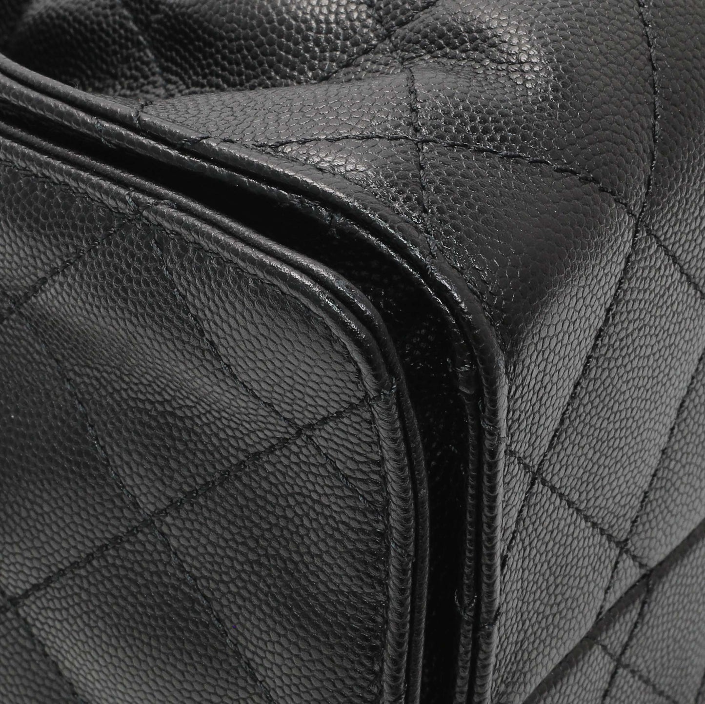 Exclusive Chanel Black Caviar Quilted Small Chanel 25 Handbag — Top View