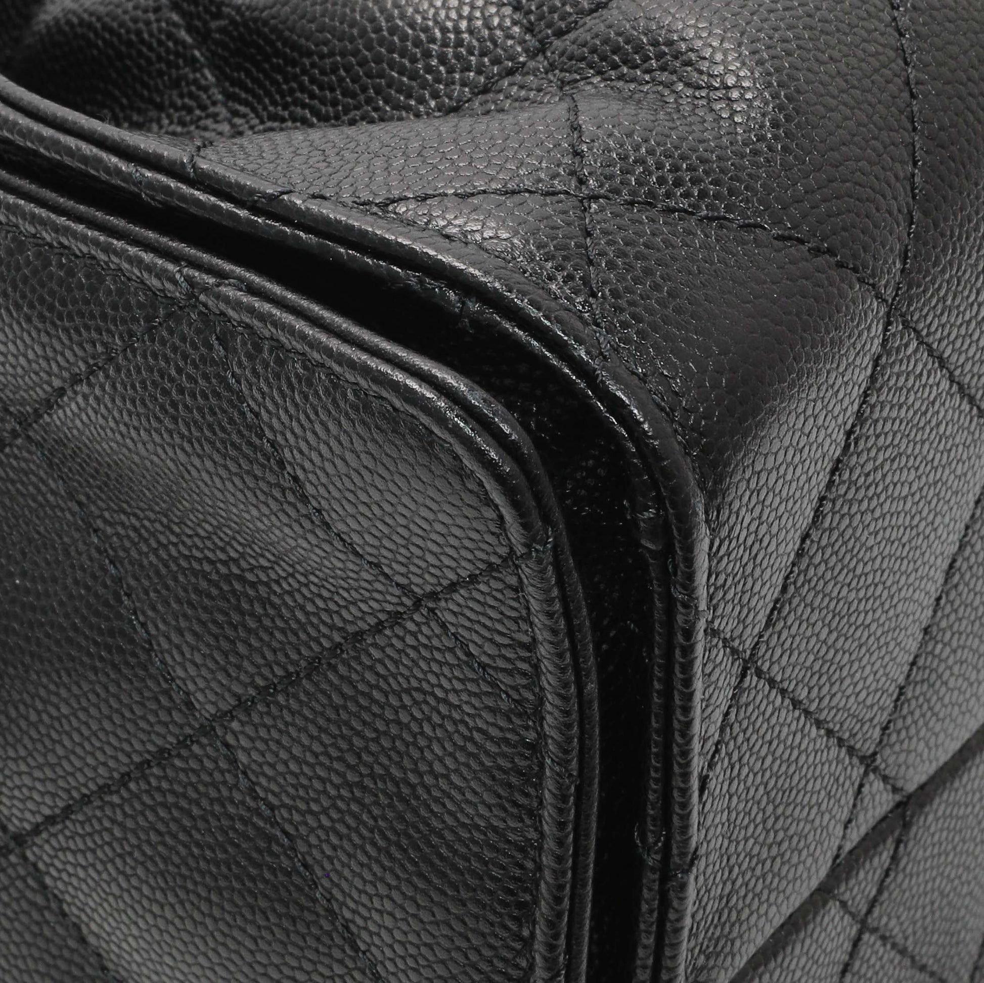 Exclusive Chanel Black Caviar Quilted Small Chanel 25 Handbag — Top View
