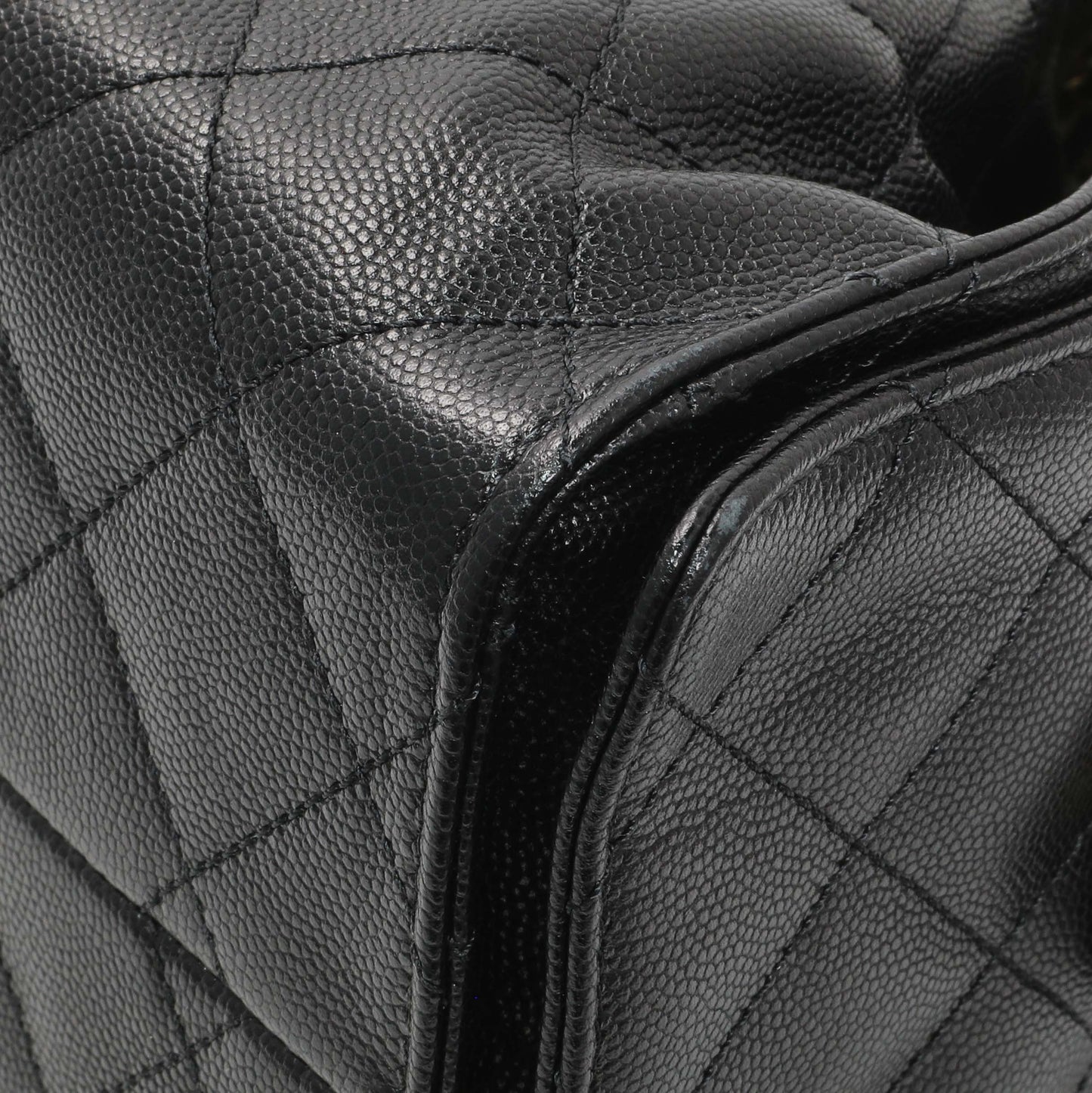 Exclusive Chanel Black Caviar Quilted Small Chanel 25 Handbag — Detail View