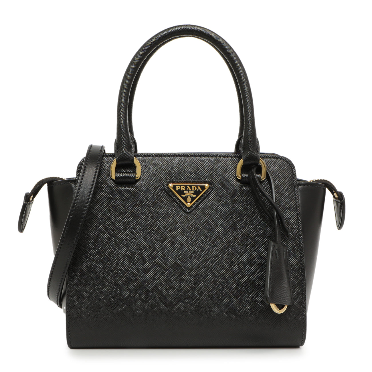 Exclusive Prada Black Saffiano Soft Calf Mini Zipped Tote — Front View