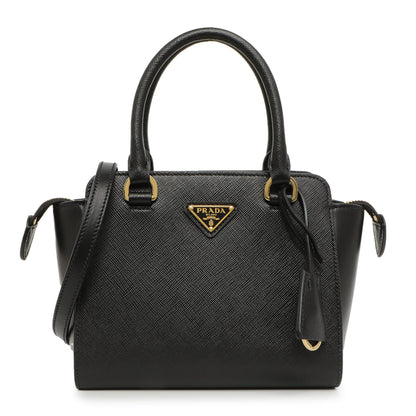 Exclusive Prada Black Saffiano Soft Calf Mini Zipped Tote — Front View